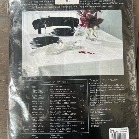 Bardwill Brown Jacquard Bead-Up Liquid Repellent Round 90" Tablecloth 6-8 NEW - Picture 11 of 14